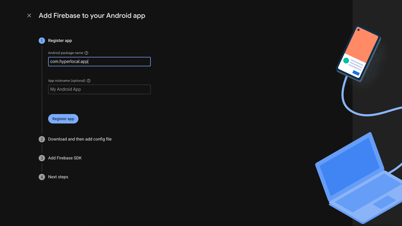 Register Android app