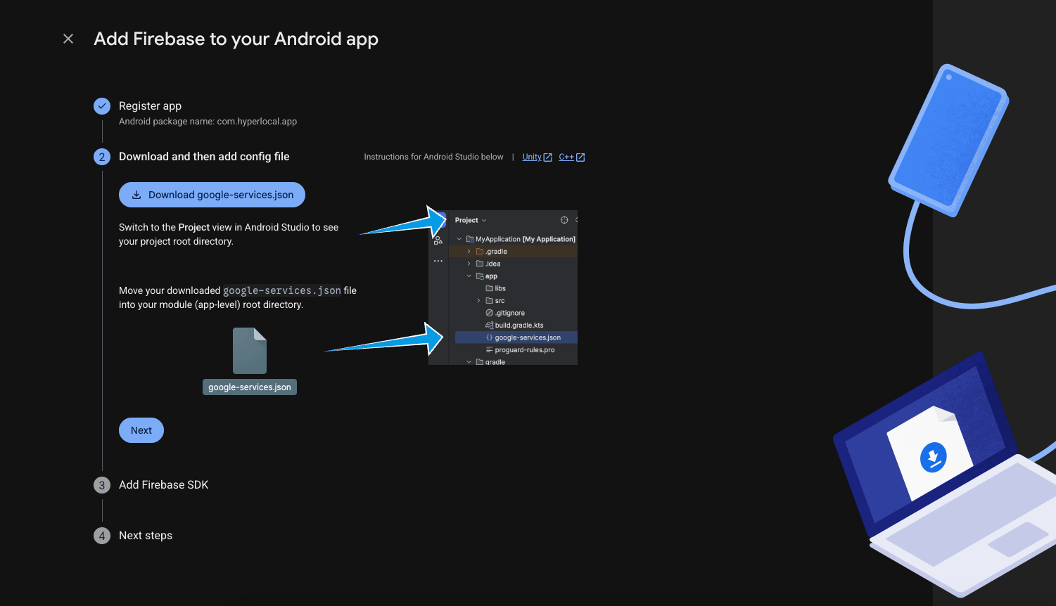Download google-services.json