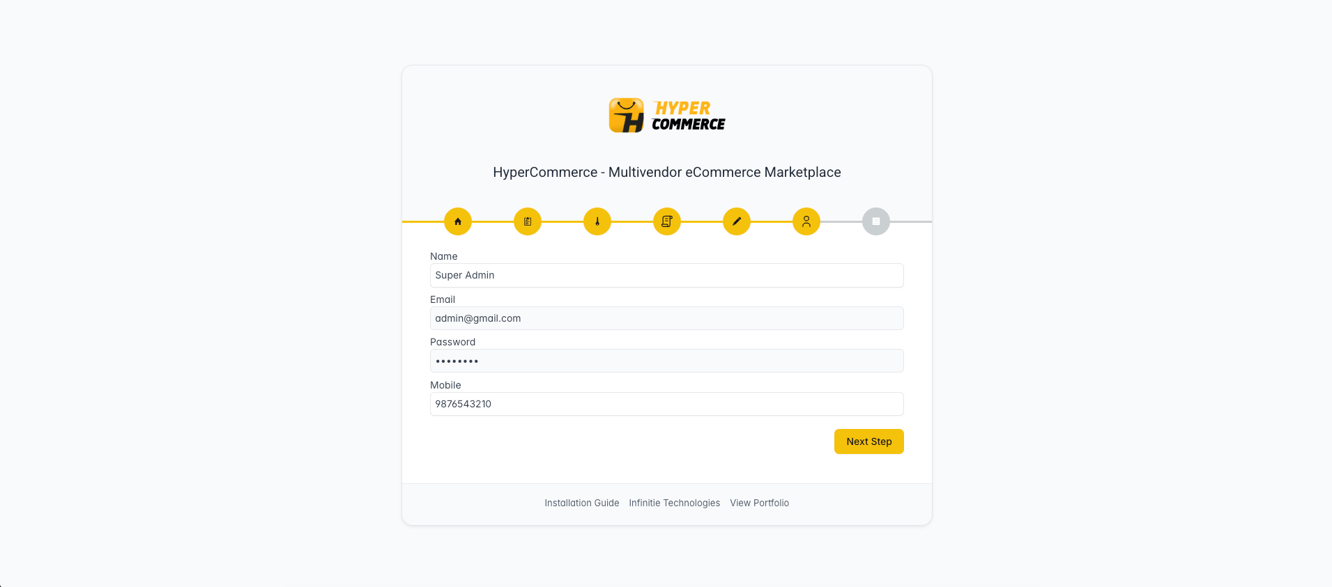 Super admin account details